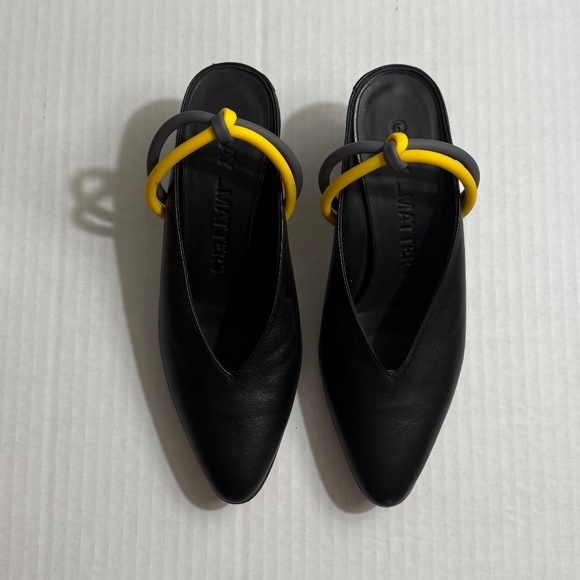 Gray Matters Shoes - Gray Matters Black Leather Mules